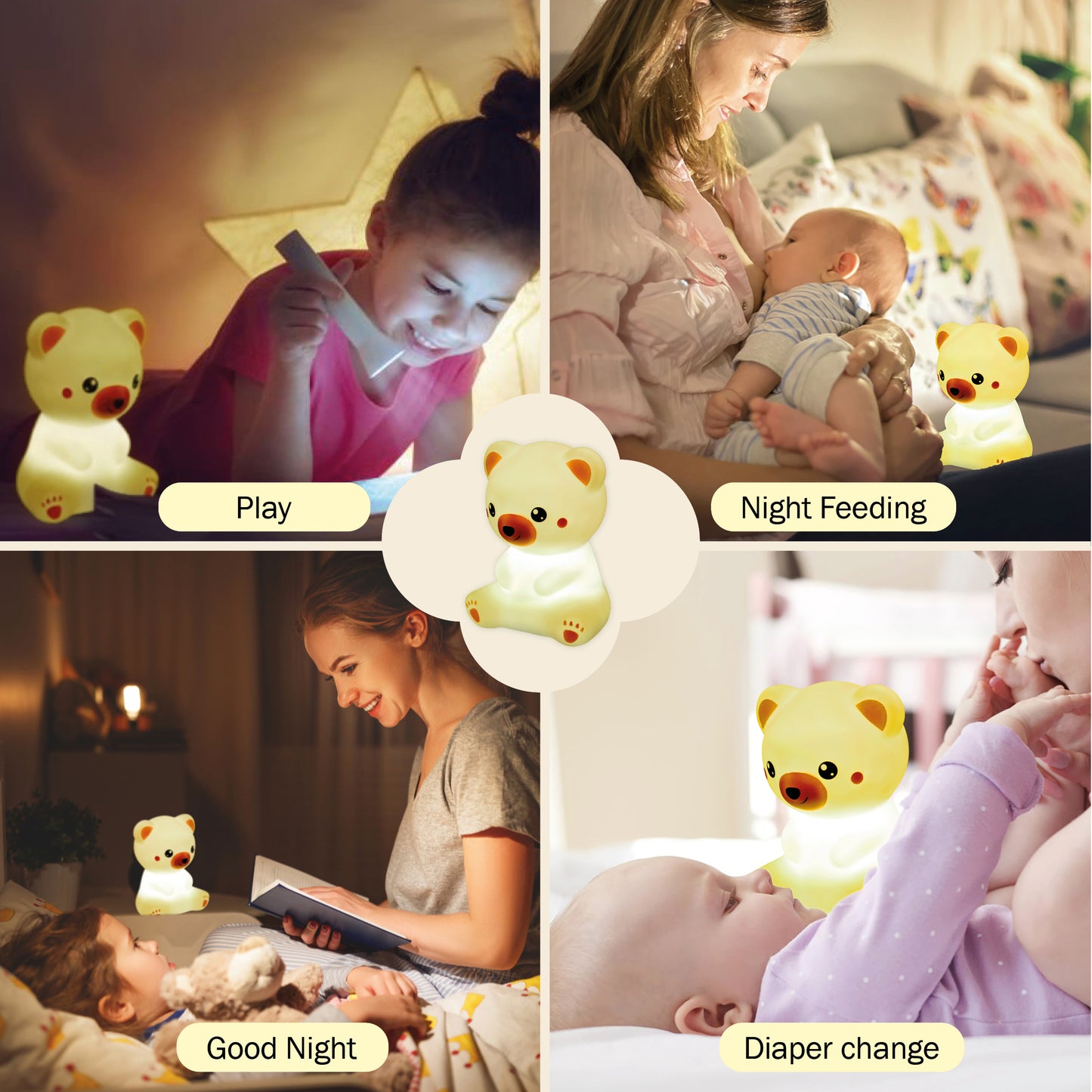 Squishy Light “Charly” Orsetto – Lampada LED soffice per bambini | MAGIC GLOW