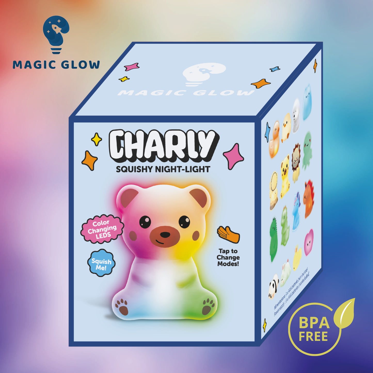 Squishy Light “Charly” Orsetto – Lampada LED soffice per bambini | MAGIC GLOW